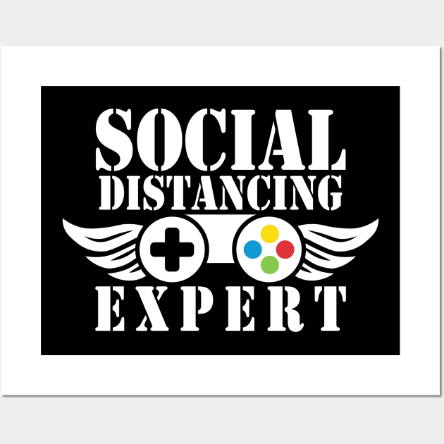 Social Distancing Expert Gaming Vintage Video Gamer Gift Wall Art by ArchmalDesign